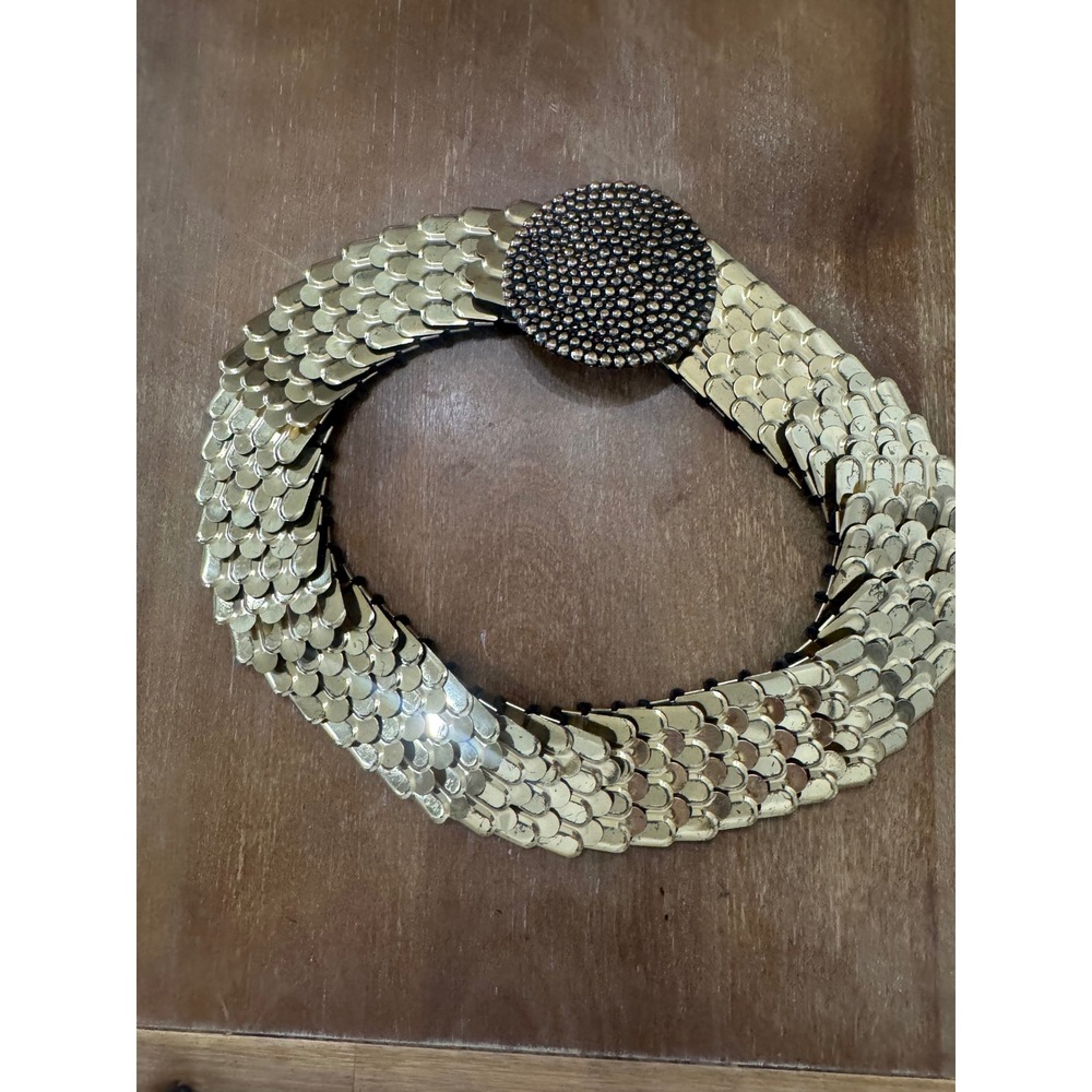 Vintage Gold Tone Scale Belt Elastic Mermaid Fish Scale Stretchy Statement